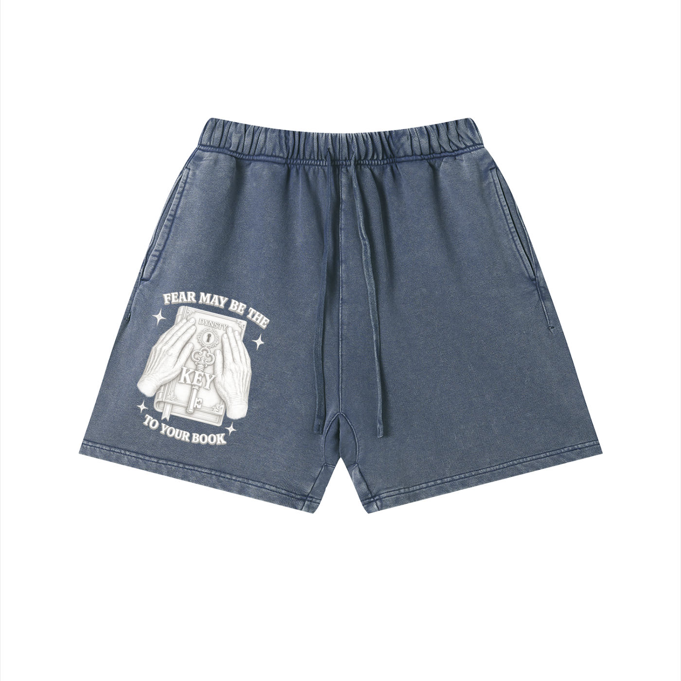 Vintage Wash Cotton Shorts "Fear May Be The Key"