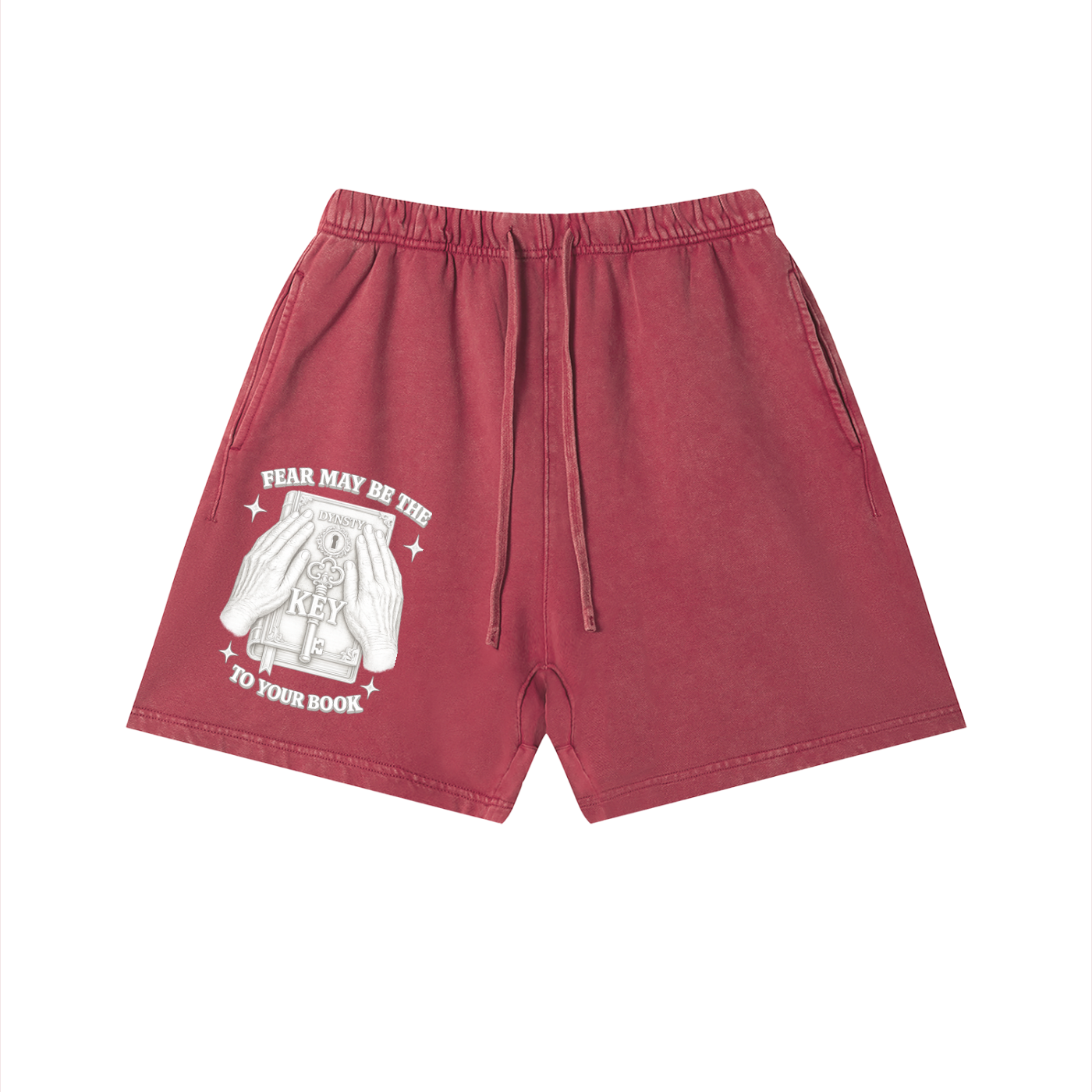 Vintage Wash Cotton Shorts "Fear May Be The Key"