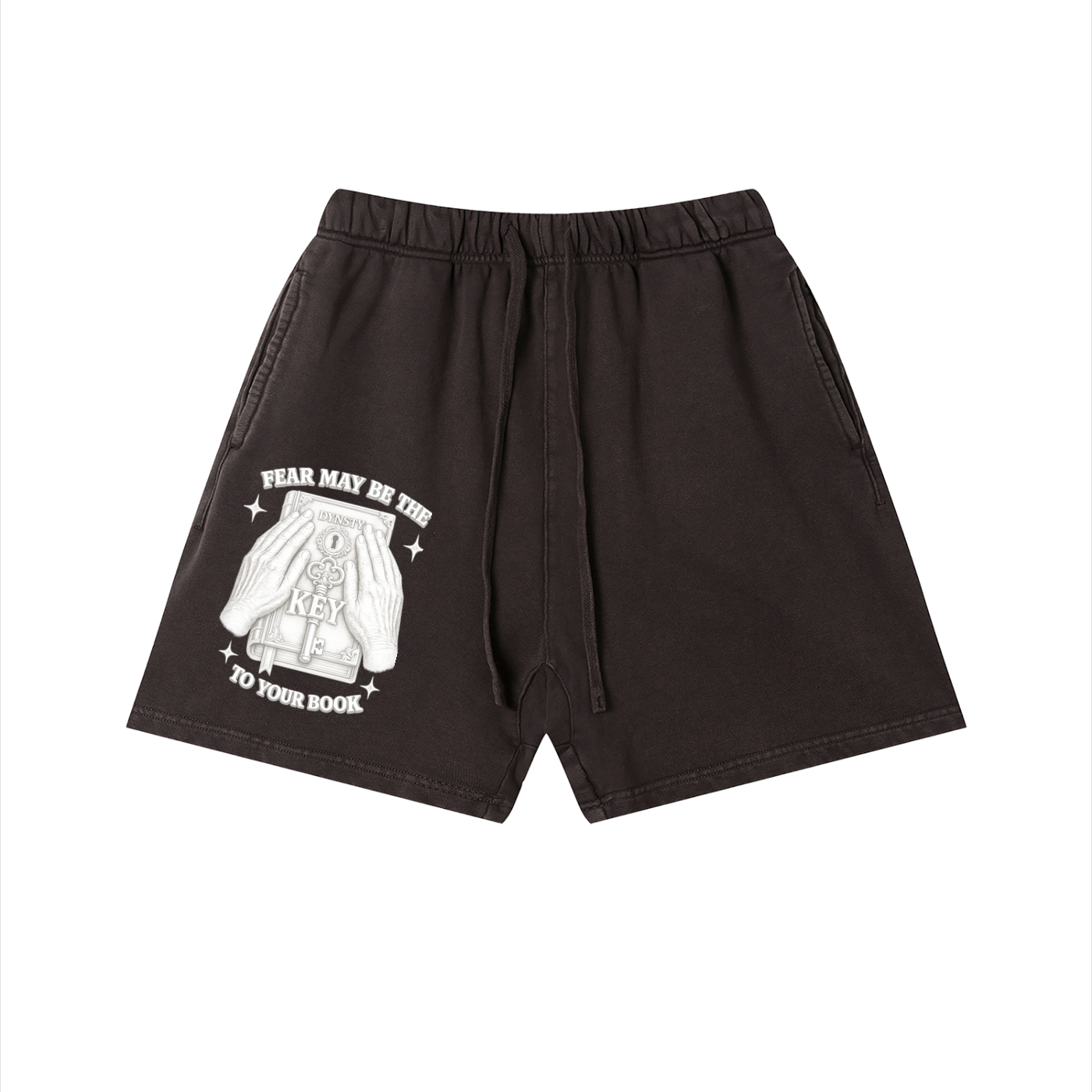 Vintage Wash Cotton Shorts "Fear May Be The Key"