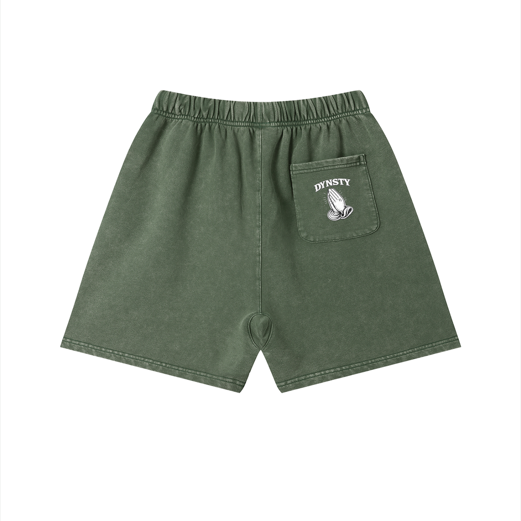 Vintage Wash Cotton Shorts "Fear May Be The Key"