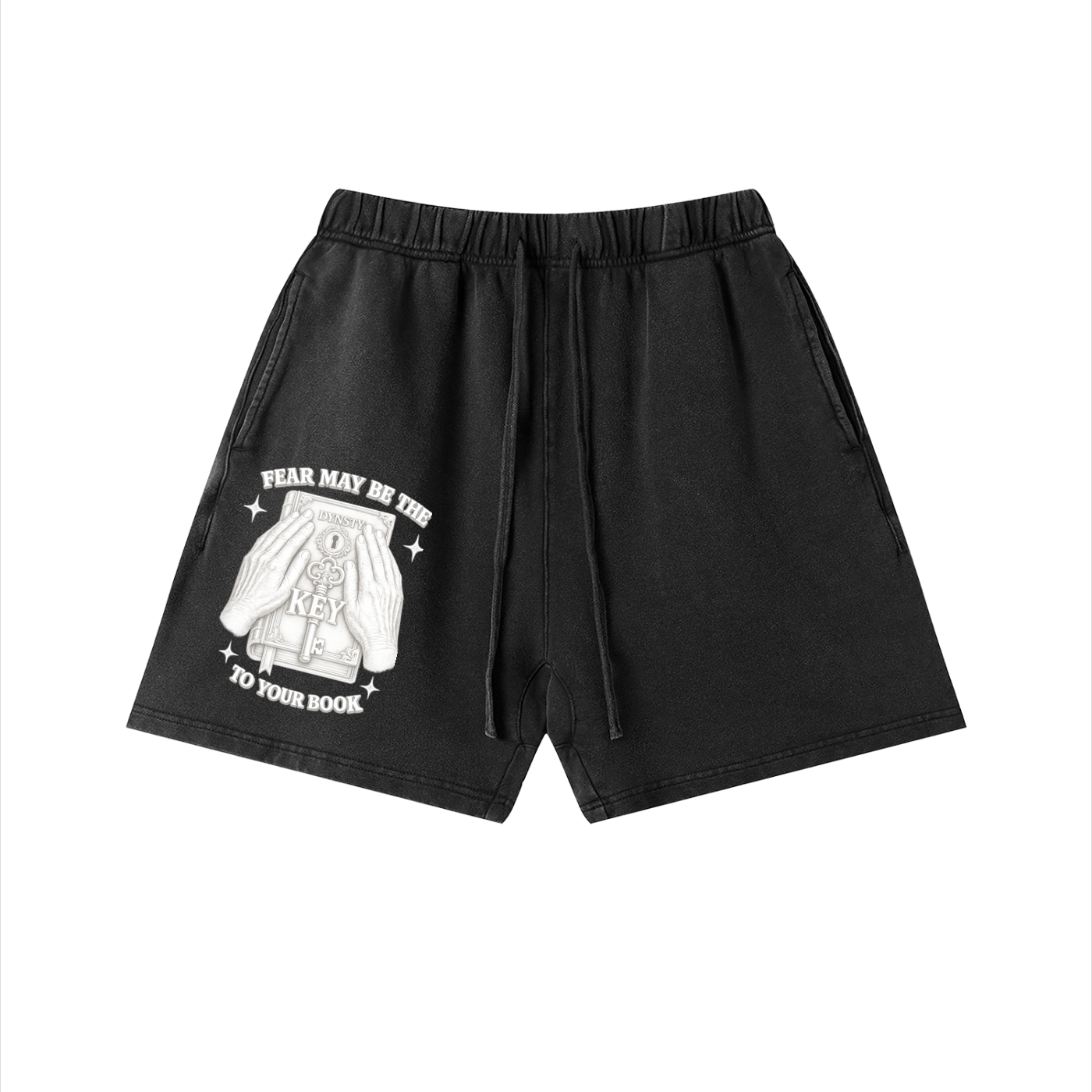 Vintage Wash Cotton Shorts "Fear May Be The Key"