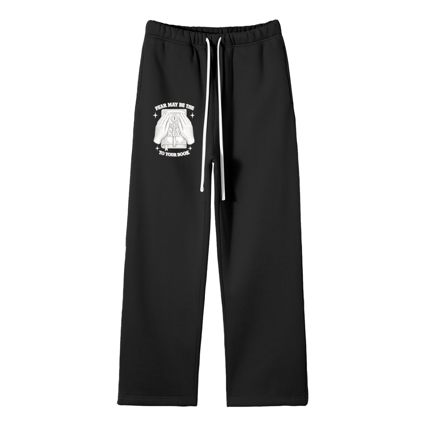 Solid Color Straight Leg Fleece Sweats "Fear May Be The Key"