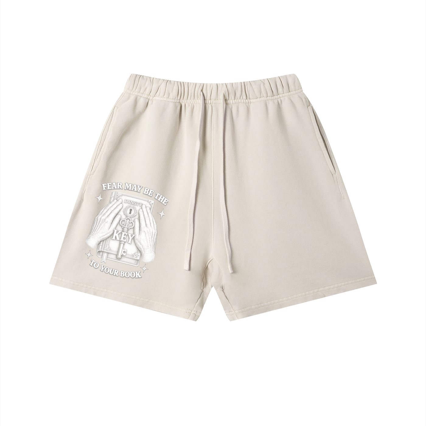 Vintage Wash Cotton Shorts "Fear May Be The Key"