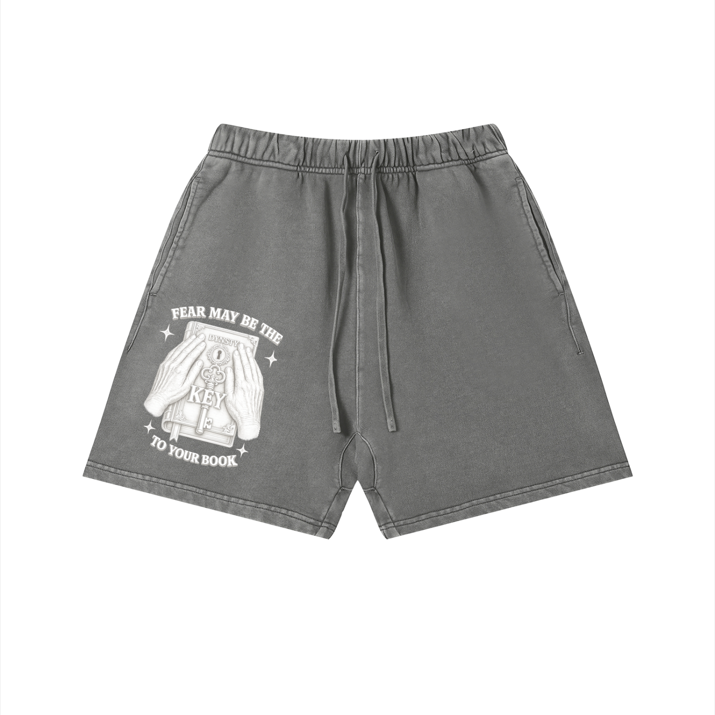 Vintage Wash Cotton Shorts "Fear May Be The Key"