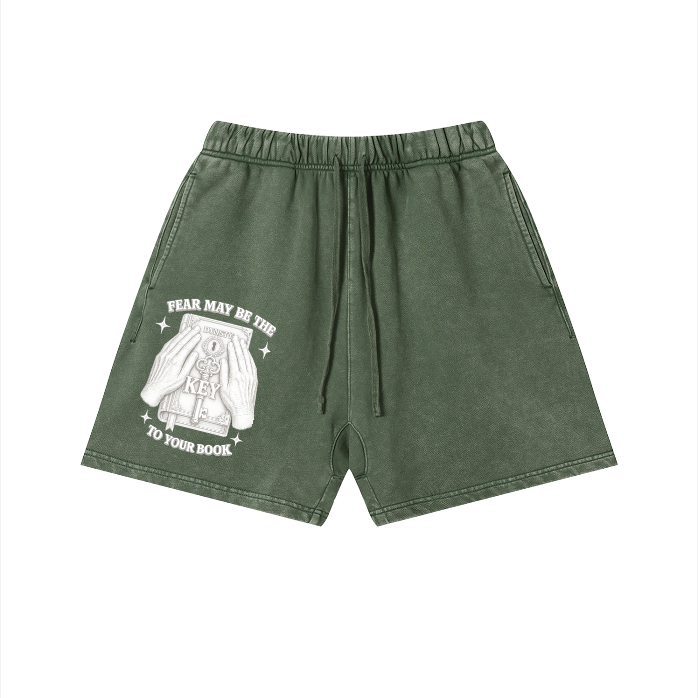 Vintage Wash Cotton Shorts "Fear May Be The Key"
