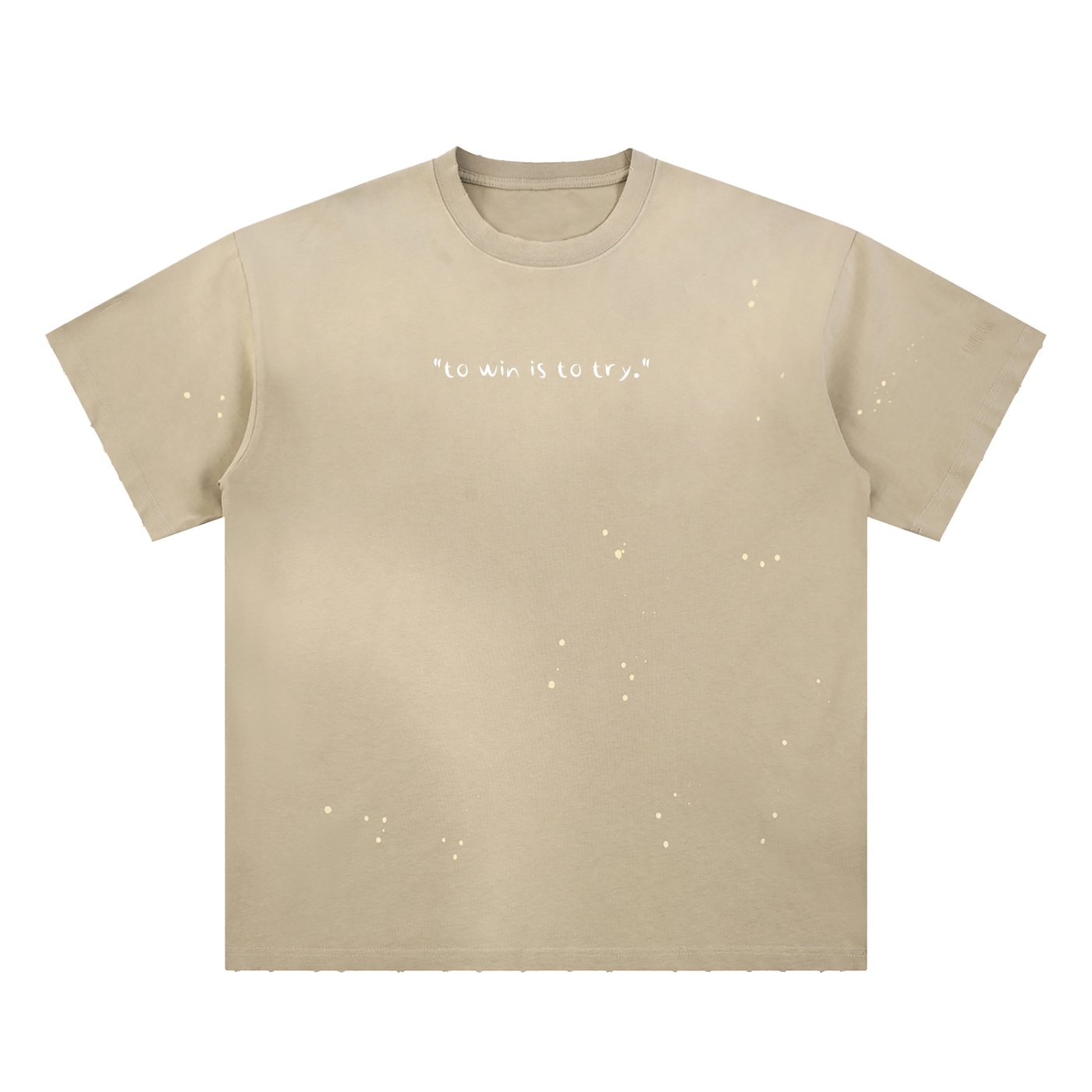 Hand-Frayed Sunfade Paint Splatter T-Shirt "Fear May Be The Key"