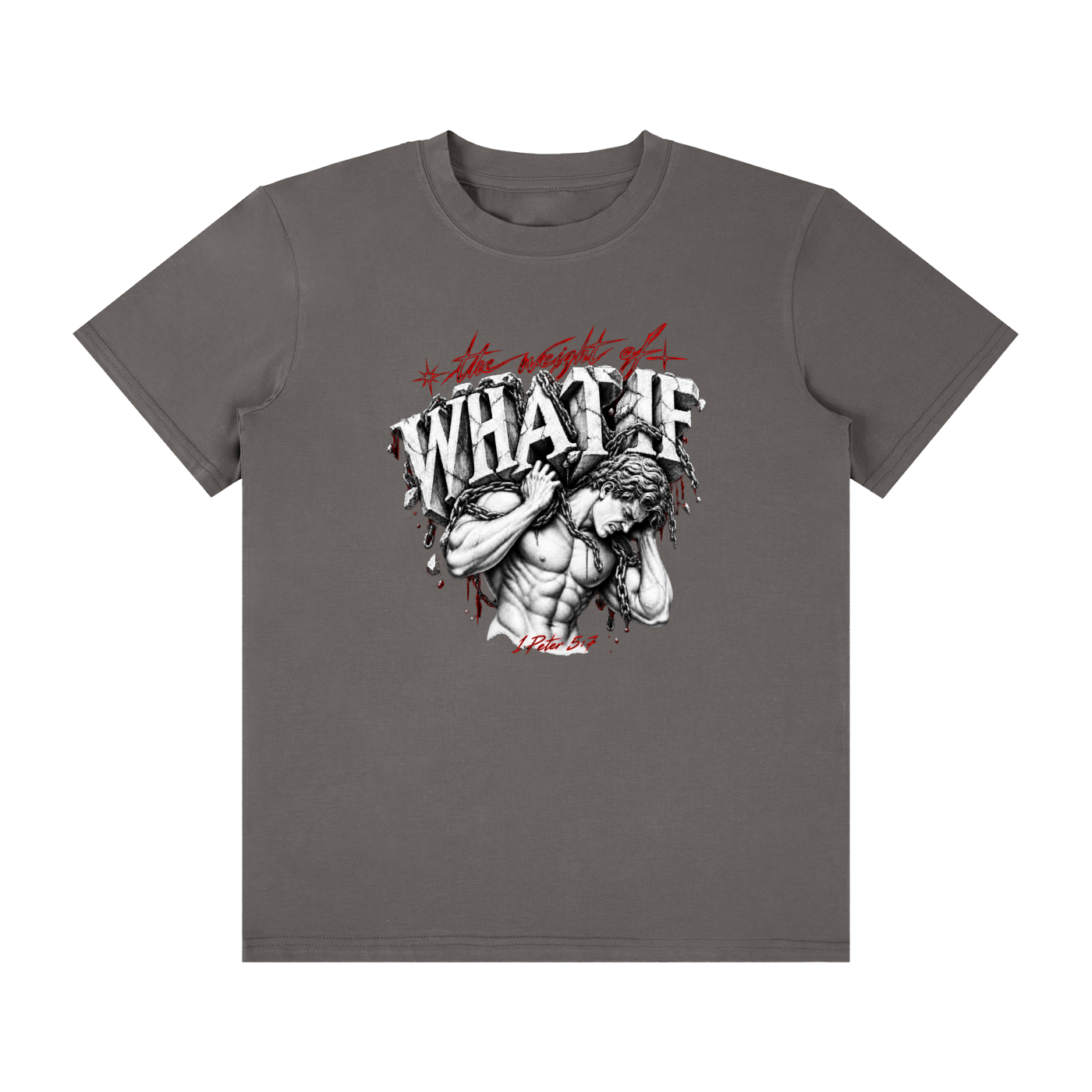 Classic Crew Neck Cotton T-Shirt "The Weight of What If"