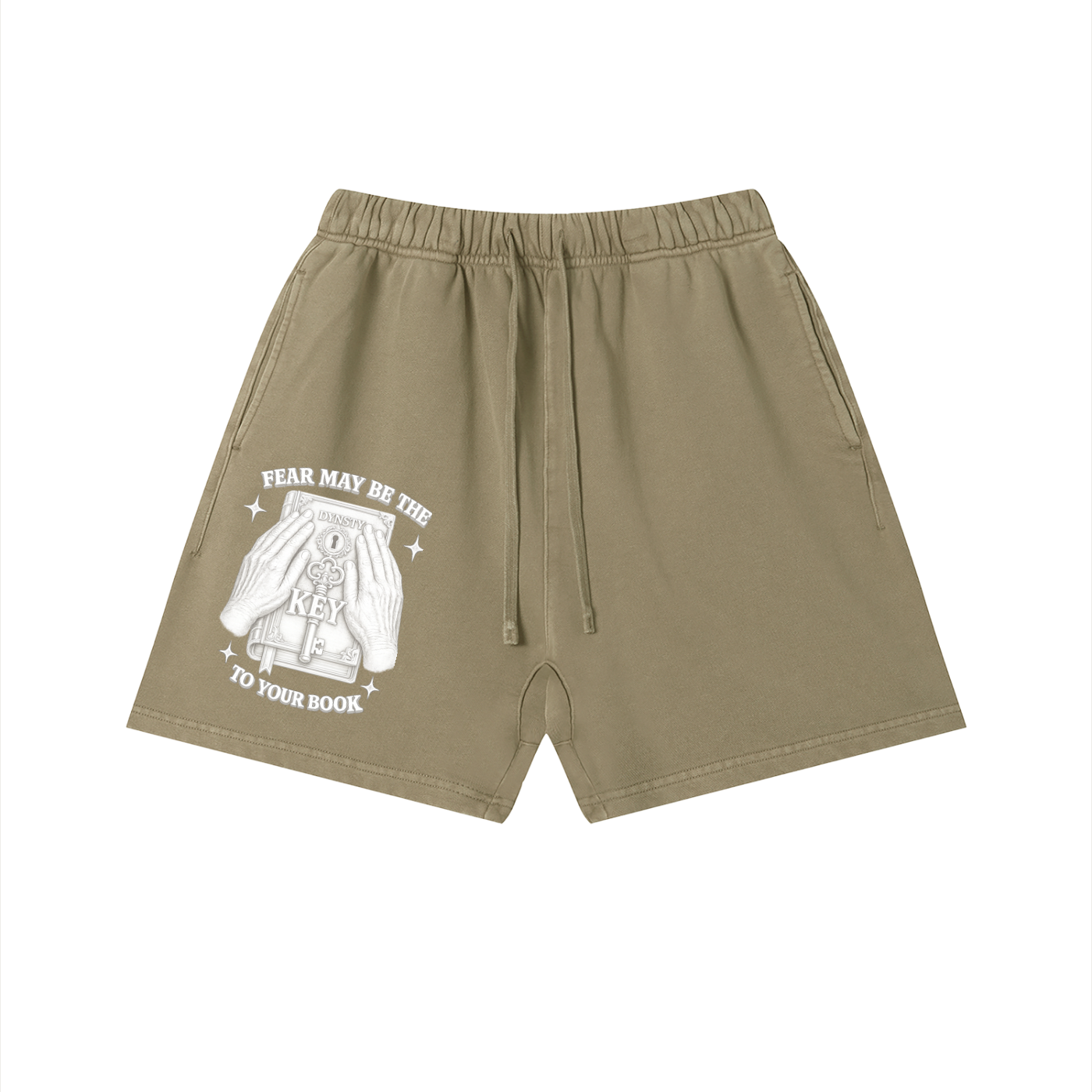 Vintage Wash Cotton Shorts "Fear May Be The Key"