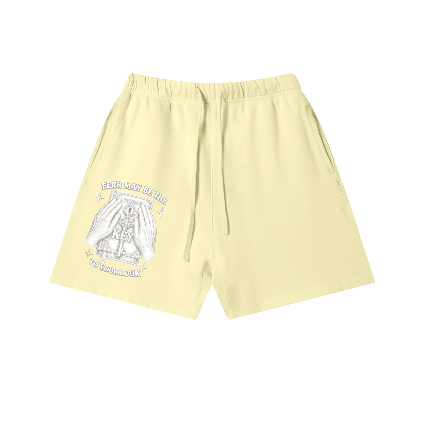 Vintage Wash Cotton Shorts "Fear May Be The Key"