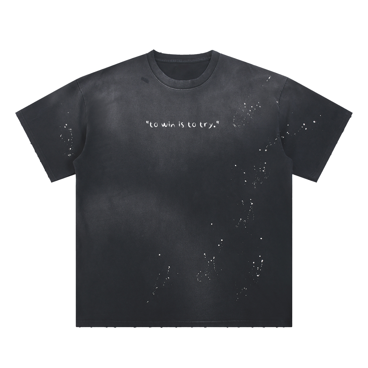 Hand-Frayed Sunfade Paint Splatter T-Shirt "Fear May Be The Key"