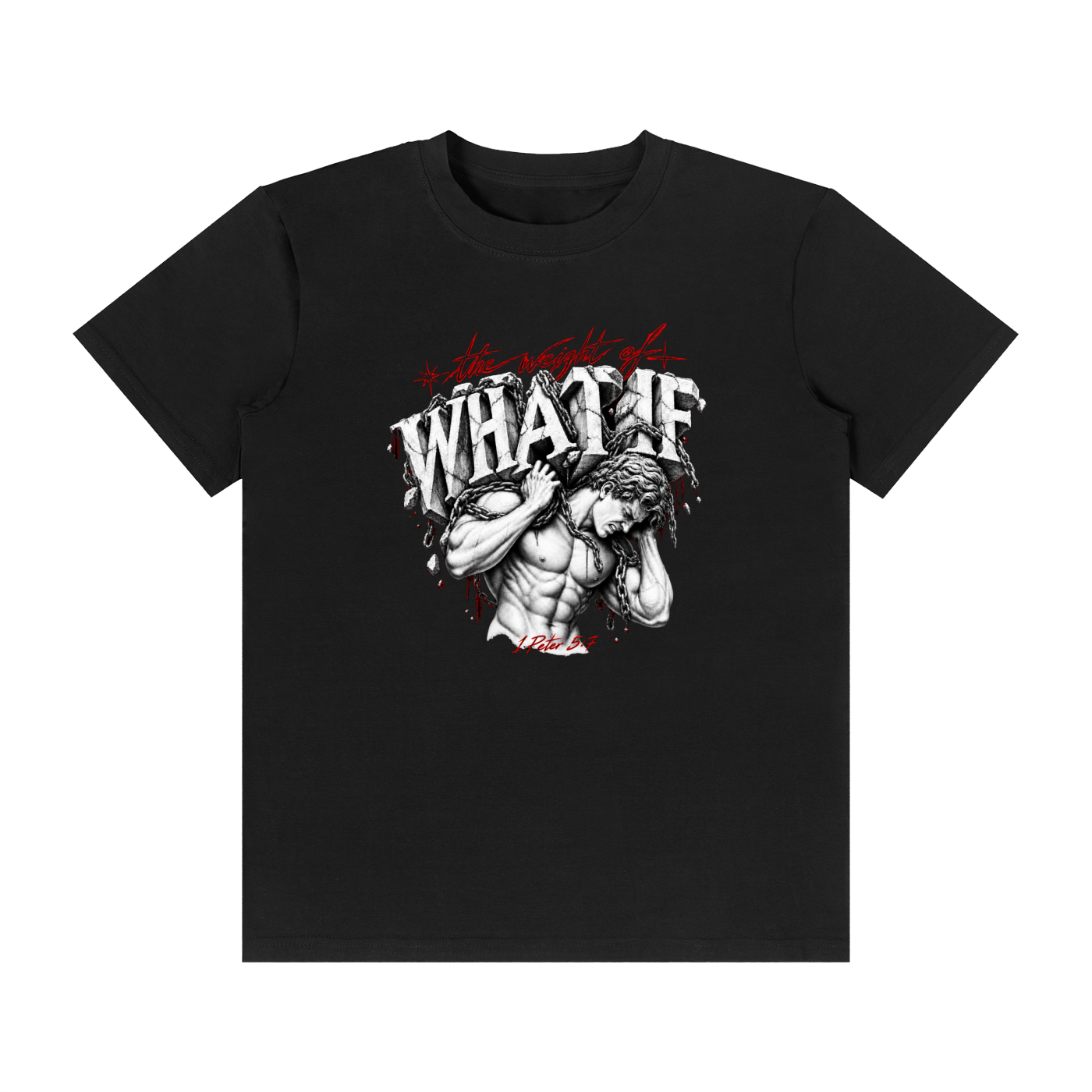 Classic Crew Neck Cotton T-Shirt "The Weight of What If"